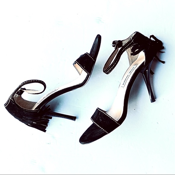Steve Madden Black Suede Fringe Pumps Size 6 1/2 - Picture 4 of 11